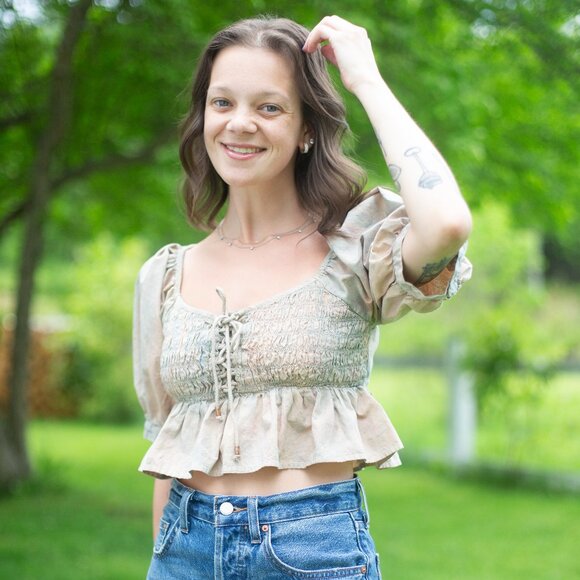 Free People • Small • Blouse • Pink w/ Blue - Picture 1 of 13